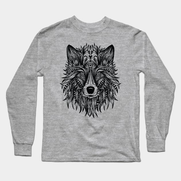 Wolf Head Design Long Sleeve T-Shirt by LR_Collections